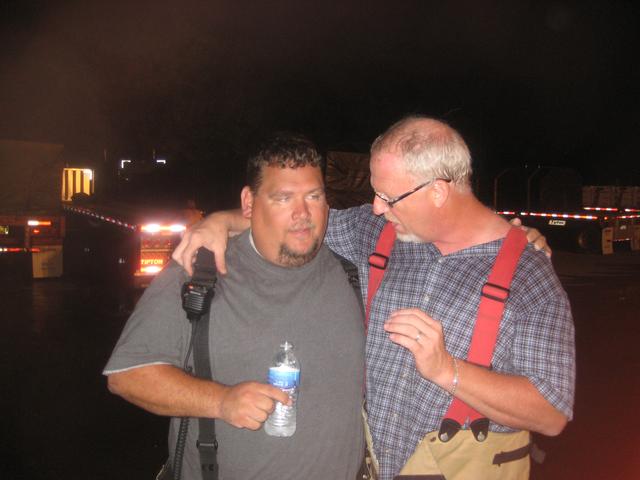 Past Chief Allen Fowler giving some advice to Past Chief Sam Terry.